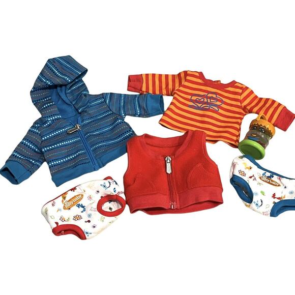 American Girl BITTY BABY TWINS STARTER SET Diapers Toy Jacket Top Vest 6-Piece - Picture 5 of 6